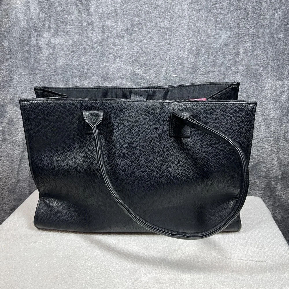 Mary Kay Tote Bag Womens Large Black Faux Leather Shoulder Work Purse Hearts